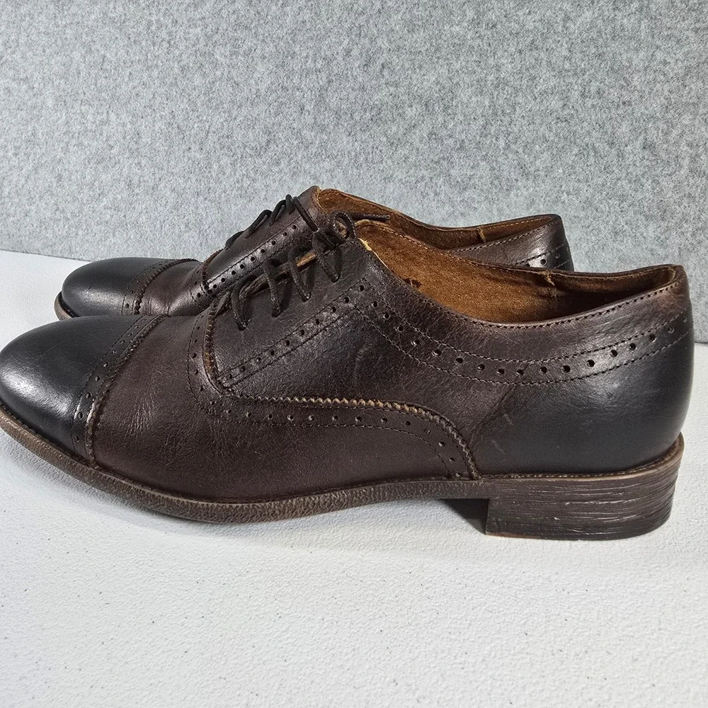Robert Wayne Colorado 201 Mens Leather Cap Toe Brogue Oxford Shoes Brown 10.5